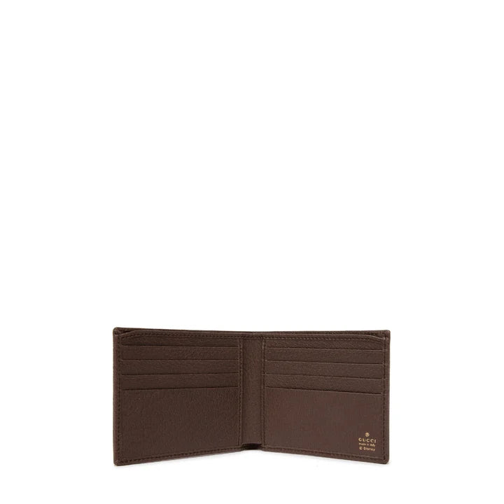 GUCCI Disney Donald Duck GG Supreme Leather Compact Bifold Wallet Brown