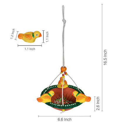 Terracotta Handpainted Bird Feeder