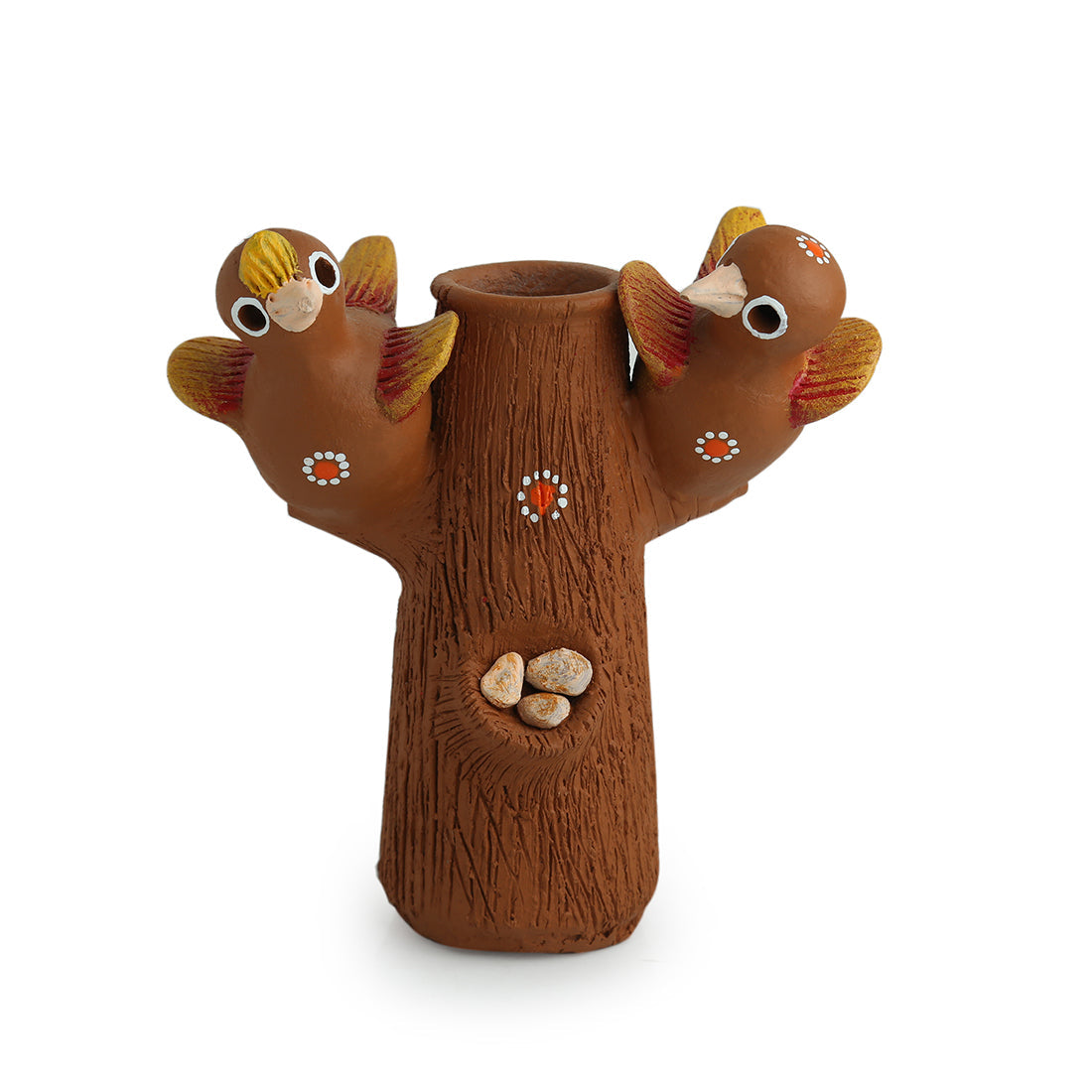 'Baby Cuckoos' Handmade Decorative Garden Table Cum Wall Showpiece In Terracotta