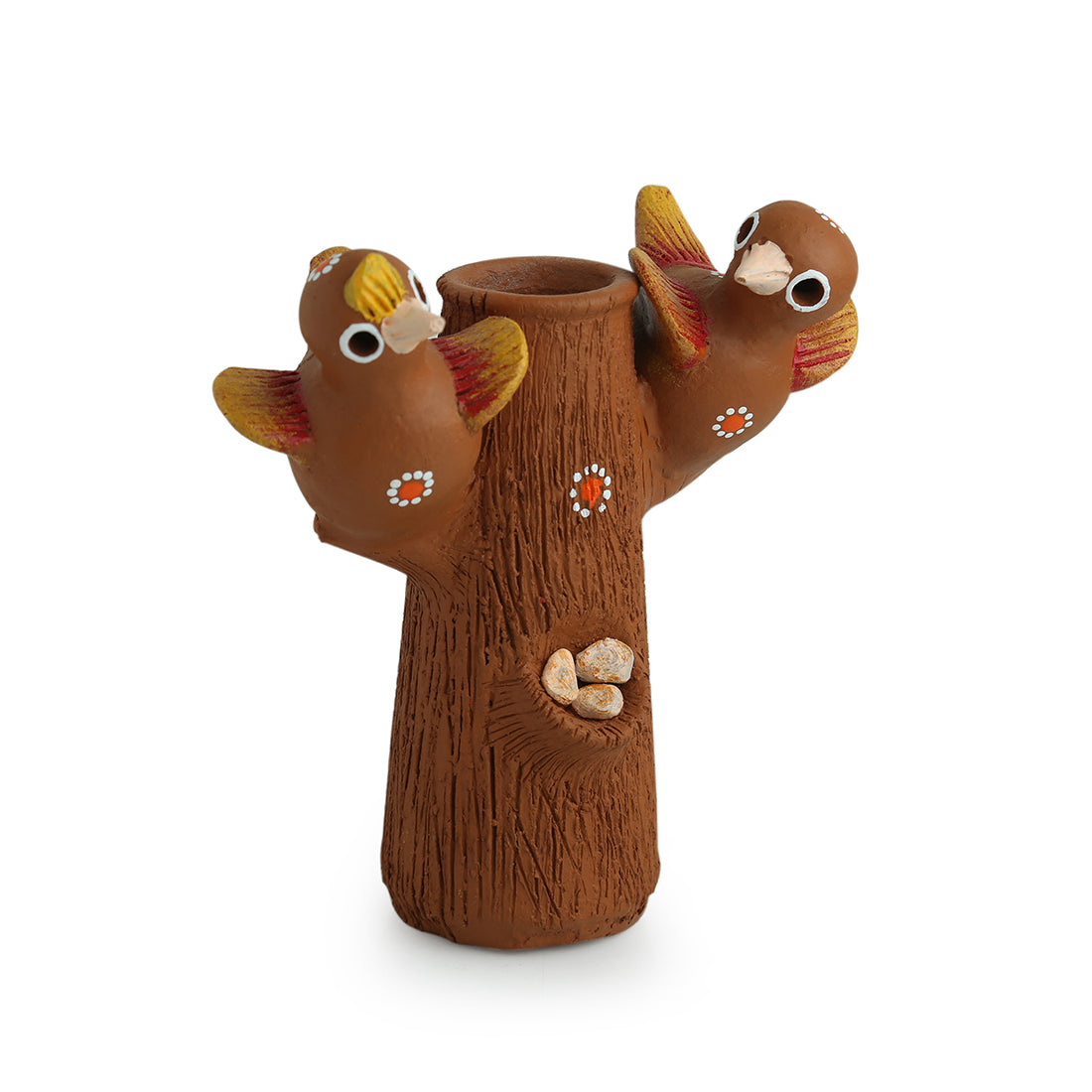 'Baby Cuckoos' Handmade Decorative Garden Table Cum Wall Showpiece In Terracotta