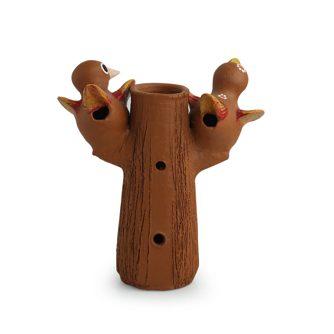 'Baby Cuckoos' Handmade Decorative Garden Table Cum Wall Showpiece In Terracotta