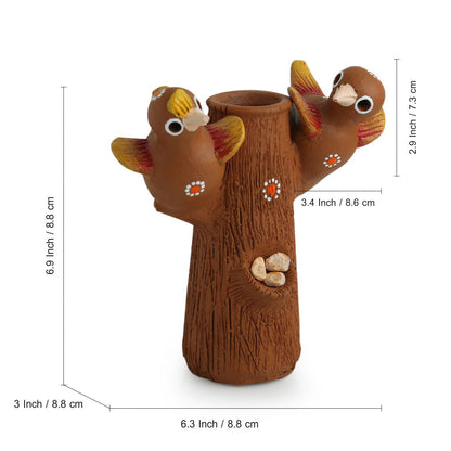 'Baby Cuckoos' Handmade Decorative Garden Table Cum Wall Showpiece In Terracotta
