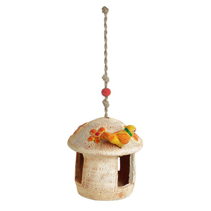'Swinging Hut' Handmade & Hand-painted Bird House In Terracotta (15.2 cm)