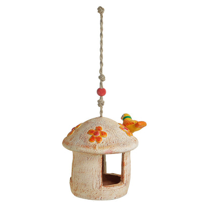 'Swinging Hut' Handmade & Hand-painted Bird House In Terracotta (15.2 cm)