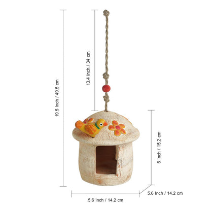 'Swinging Hut' Handmade & Hand-painted Bird House In Terracotta (15.2 cm)