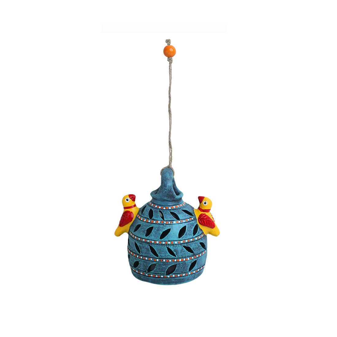 'Beautiful Birdies' Handmade & Hand Painted Garden Decorative Hanging In Terracotta