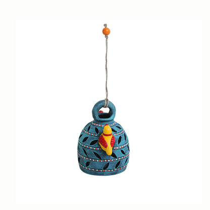 'Beautiful Birdies' Handmade & Hand Painted Garden Decorative Hanging In Terracotta