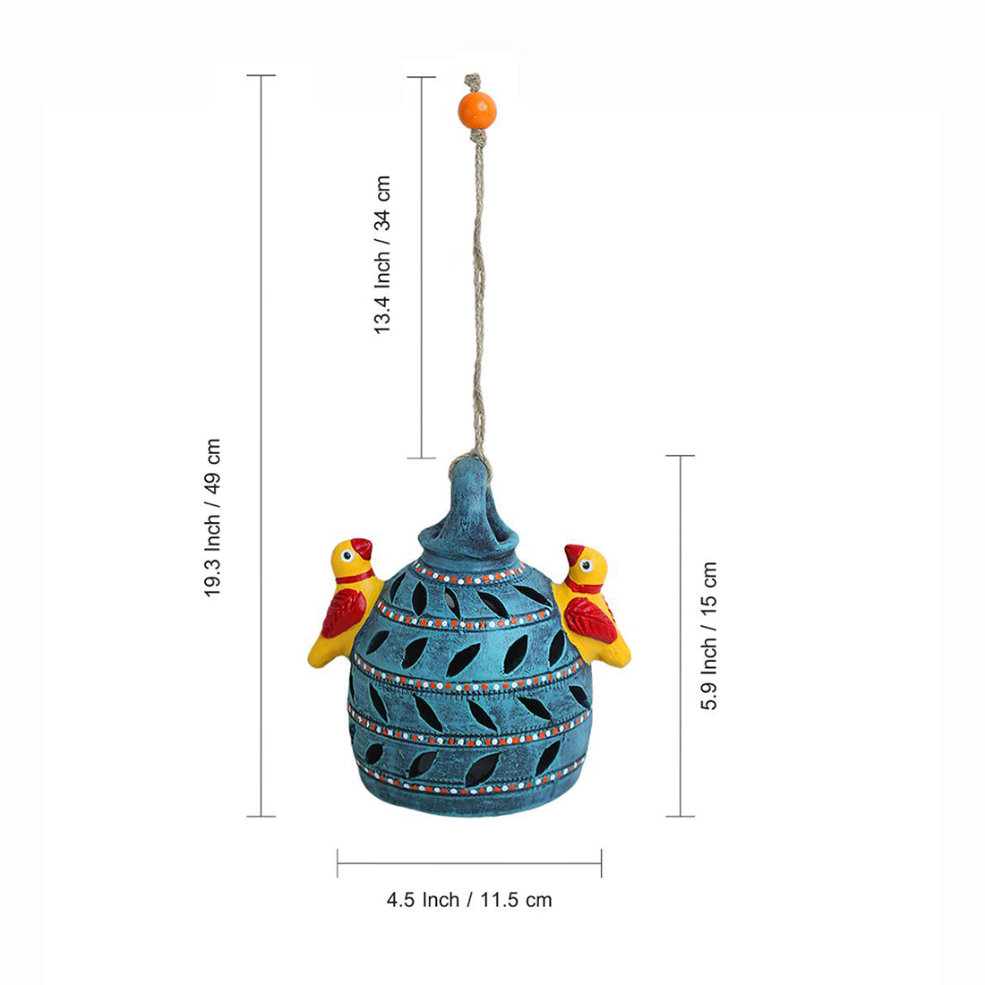 'Beautiful Birdies' Handmade & Hand Painted Garden Decorative Hanging In Terracotta