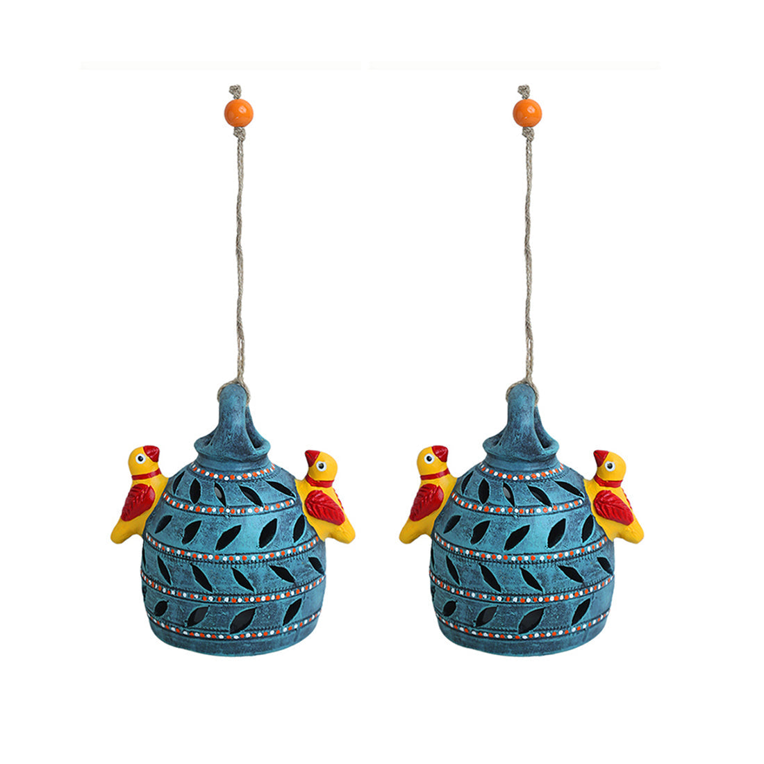 Beautiful Birdies Handmade Terracotta Garden Decorative Hanging (Set Of 2)