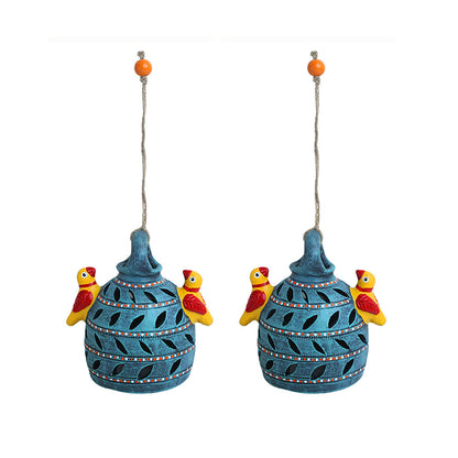 Beautiful Birdies Handmade Terracotta Garden Decorative Hanging (Set Of 2)