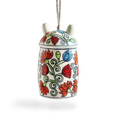 'Floral Bunny Cottage' Ceramic Bird House (Hand-Painted, 23.5 Cms, Multicoloured)