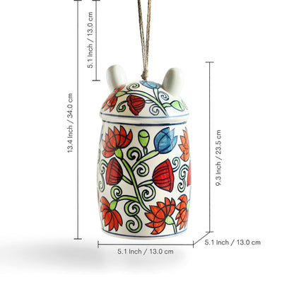 'Floral Bunny Cottage' Ceramic Bird House (Hand-Painted, 23.5 Cms, Multicoloured)