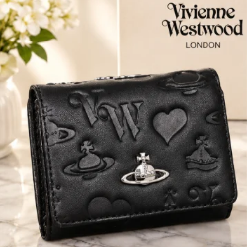 Vivienne Westwood Gamaguchi Trifold Wallet Color Black  New Fast Shipping