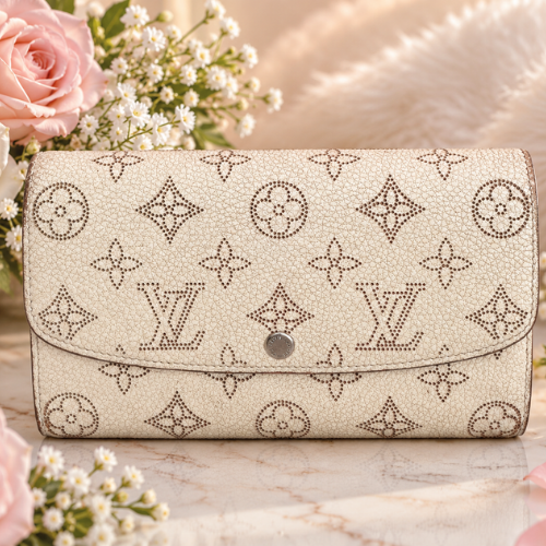 Louis Vuitton Mahina Portefeuille Iris Leather Bifold Long Wallet