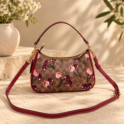 COACH Teri Shoulder Signature Canvas Cherry Print CY694 Outlet New