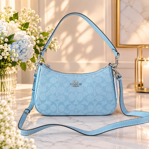 Coach CH139 Light Blue Teri Shoulder Bag Signature Chambray Outlet
