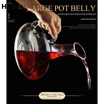 Luxury Crystal Glass Decanter with Handle – Hand-Blown Transparent Pitcher for Beverages and Home Decor