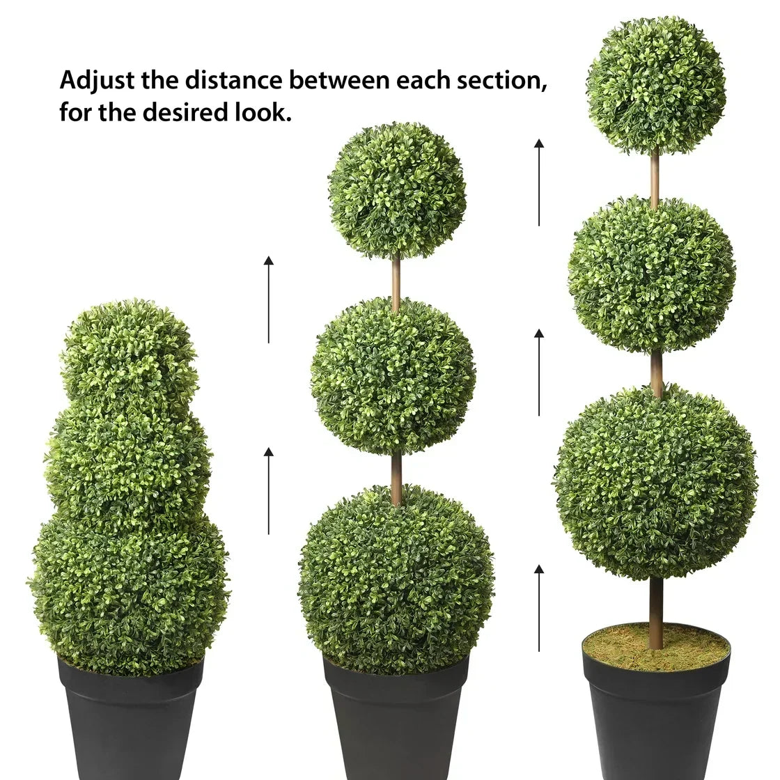Adjustable Triple Artificial Boxwood Topiary