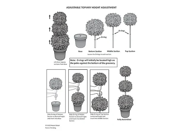 Adjustable Triple Artificial Boxwood Topiary