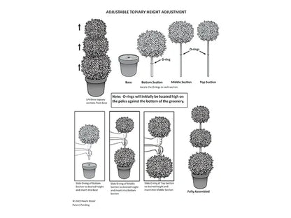 Adjustable Triple Artificial Boxwood Topiary