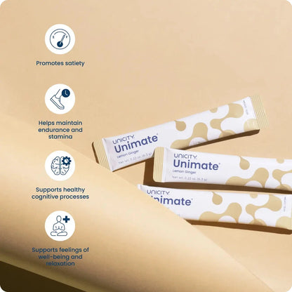 2 Pack Unicity Unimate Lemon Ginger 30 Stick Packs