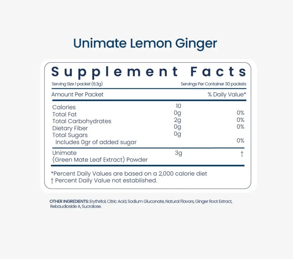 2 Pack Unicity Unimate Lemon Ginger 30 Stick Packs
