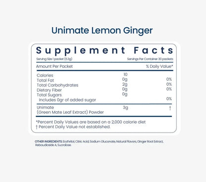 2 Pack Unicity Unimate Lemon Ginger 30 Stick Packs