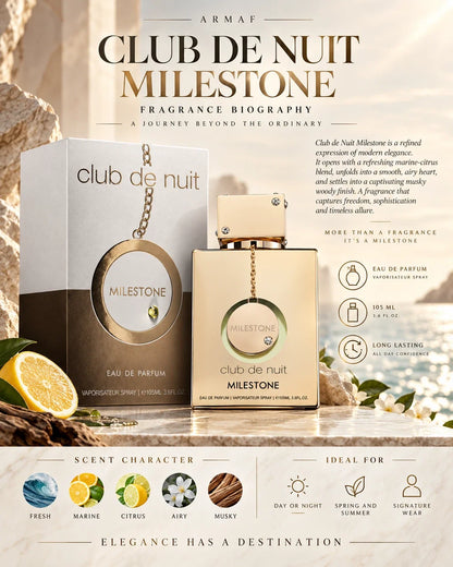 Club de Nuit Milestone by Armaf 3.6 oz EDP Cologne Perfume Unisex New