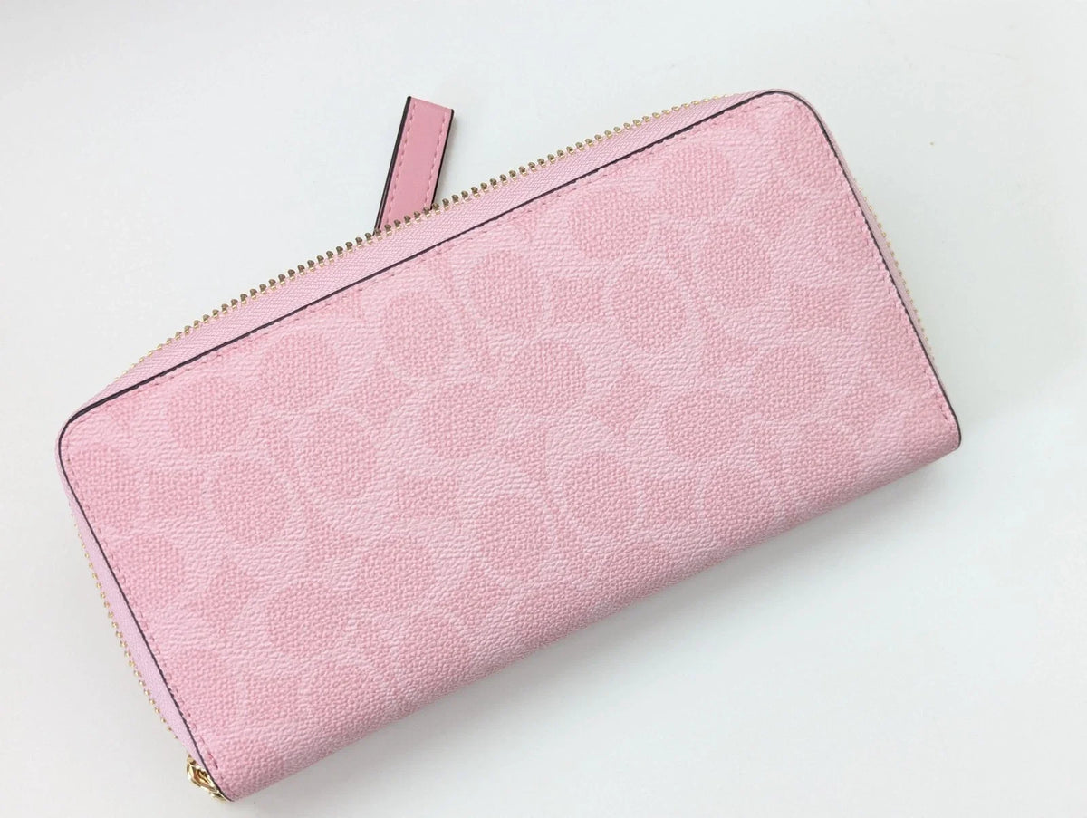 2026 Coach Long Zip Around Wallet In Signature Canvas CW778 Powder Pink