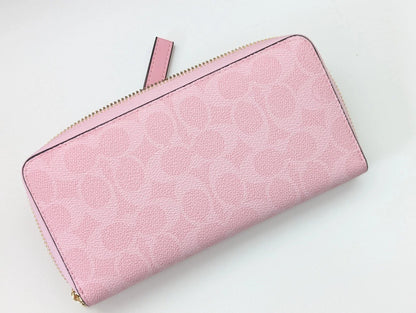 2026 Coach Long Zip Around Wallet In Signature Canvas CW778 Powder Pink