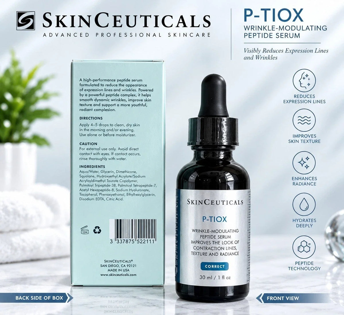 SkinCeuticals P-TIOX Peptide Serum 30ml 1oz Wrinkle Modulating 2Pack
